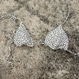 La Hearts White Bikini Top with Black Dots